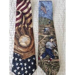 Tango Max Raab Americana Series All American Baseball Silk Tie 57"x3 3/4" Bundle